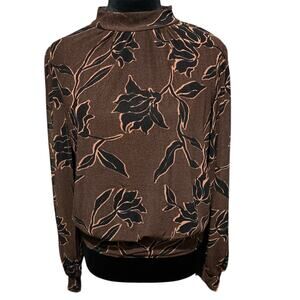 Ember Brown Floral Blouse – Size L (NWOT)